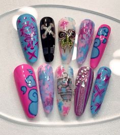 Gothic Nails, Cute Acrylic Nail Designs, Acrylic Nails Coffin Pink, Nails Only, Unique Acrylic Nails