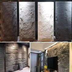 different types of stone walls and flooring in the living room, bedroom or office