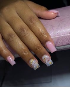 Nail Designs With Rimstones, Acrylic Nail Polish Colors, Valentines Acrylic Nails Short, Cute Short Nails Square, Nail Ideas Square Short, Baddie Short Acrylic Nails Square, Birthday Nails 12, Short Bling Acrylic Nails, Cute Baddie Nails Short