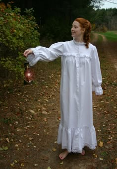 Victorian cotton flannel nightgown with roomy sleeves and body. Ruffled flounce is trimmed in white cotton cluny lace, as are the sleeves, yoke, and collar. Small faux-pearl buttons close the front. Proudly made in the US by Recollections. Machine or hand wash on gentle cycle in cold water; Tumble dry on low setting or hang to dry. Victorian Nightgown, Cluny Lace, Flannel Nightgown, Cotton Nightgown, White Flannel, Vintage Nightgown, Cotton Sleepwear, Night Dress For Women, Women's Nightgowns