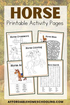 printable horse worksheet for preschool and homeschooling with the title