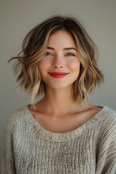 #shorthair #hairinspo #pixiecut #bobhaircut #shorthairstyles #hairgoals Textured Lob Middle Part, Short Choppy Balayage Hair, Short Choppy Blonde Bob, Short Hairstyle Women Long Bob, Sarah Michelle Gellar Short Hair, Choppy Brown Bob, Wavy Bob Hairstyles Round Face, Short Brunette Balayage Hair With Bangs, Brunette Short Bob Hairstyles