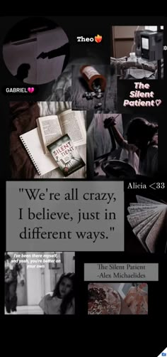 #alicia #theo #gabriel #mental health #psychology Silent Patient Book Aesthetic Quotes, A Silent Patient, The Silent Patient Book Aesthetic, Books Like The Silent Patient, The Silent Patient Quotes, Horror Books Aesthetic, The Silent Patient Book