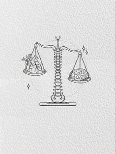 Balance of Head & Heart Tattoo Lineart Design 🌙 Head Heart Tattoo, Necronomicon Tattoo, Tattoo Balance, Brain Balance, Balance Tattoo, Libra Tattoo