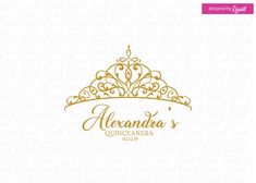 an elegant crown logo with the name alexandria's quinceauera on it