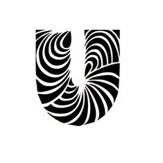 the letter u is made up of black and white swirls