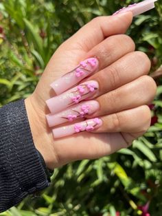 Cherry Blossom Nails Acrylic Long, Cherry Blossom Nails Acrylic, Nails Acrylic Long, Birthday 2023, Red Acrylic Nails, Long Nail Designs, Pedicure Set