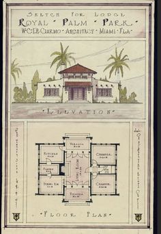 an old house with plans for the first floor and second story is shown in this drawing