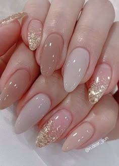 💅 Nails Yellow, Ombre Nails Glitter, Nude Nail, Fancy Nails Designs, Elegant Nails, Bridal Nails