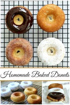 homemade baked donuts with chocolate frosting and sprinkles on cooling rack