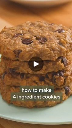 two cookies stacked on top of each other with the words how to make 4 ingredient cookies