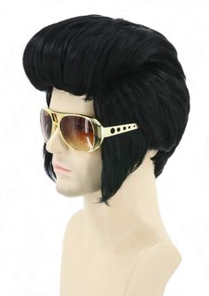 PRICES MAY VARY. Material: The Men's Rock Wig is made of high quality heat resistant synthetic fibre. It is naturally comfortable and soft to the touch. The ergonomic design makes it easy to wear. Packing: Only a wig and a mesh cap, no other accessories included. Pictures are taken in real life. Occasion: 50's rock wigs are great for everyday use, gifts, theme parties, weddings, dating, role playing, costumes, discos, Halloween parties, etc. Wear it to a party and you are sure to get lots of com Rock Star Style, Black Cosplay Wig, Photobooth Props, Party Wig, Men's Wigs, Halloween Costume Party, Mens Wigs, Legendary Singers, Disco Era