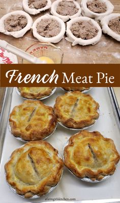 french meat pies are ready to be baked in the oven and put into muffin tins