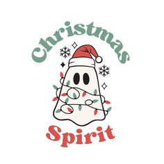 christmas spirit with a bell on it and the words,'christmas spirit'written in red