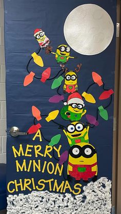 a door decorated to look like the characters from the movie despicable memes