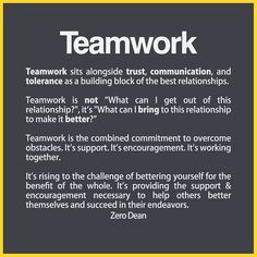 a black and yellow poster with the words teamwork