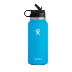 the hydro flask water bottle is shown in blue