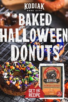 an advertisement for kodak's baked halloween donuts