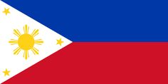 the philippines flag is shown with stars on it's left and red, white, and blue colors