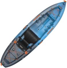 an inflatable kayak is shown on a white background with orange trimmings