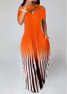 Color:Orange;Size:S;Size:M;Size:L;Size:XL;Size:XXL;Package Contents:1 X Dress;Occasion:Other;Style:Casual; Ombre Clothes, Casual Wedding Guest Dresses, Ombre Maxi Dress, Orange Maxi Dress, Orange Ombre, Dress Sleeve Styles, Midi Dress Sleeveless, Criss Cross, Plus Size Dresses