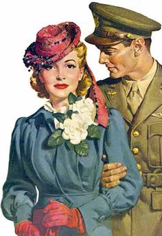 WWII couple - Frank Bensing American Gallery, Red Letters, Vintage Couples, Vintage Romance, Retro Humor, Blood Red, Vintage Humor