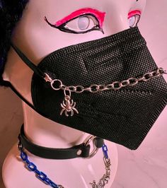 Silver mask chain with silver spider charms Spider Mask, Silver Mask, Mask Chain, Nov 2, Sacramento, Beauty And Personal Care, Face Mask, Charms, Mask