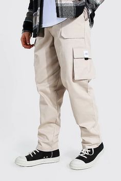 Mens Cargo Trousers | Cargo Pants For Men | boohooMAN USA Mens Elastic Waist Pants, Cargo Pants Outfit Men, Mens Cargo Trousers, Men's Cargo Pants, Combat Pants, Pants Outfit Men, Combat Trousers, Cargo Pants Outfit