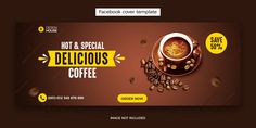 a coffee shop advert with an image of hot and special delicious coffee