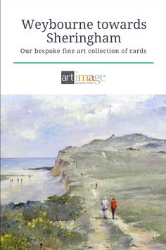 a book cover with an image of people walking down a path to the beach and water