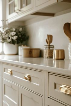 the kitchen counter is clean and ready to be used as an appliance for cooking