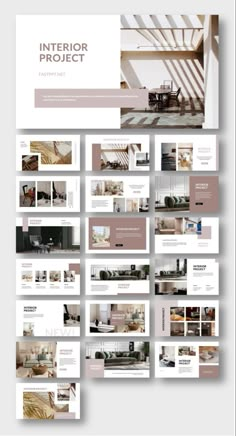 the interior project presentation is displayed on a white background with brown and gray accents, including an open - ended layout