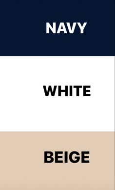 navy, white and beige with the word navy on it's left side in black