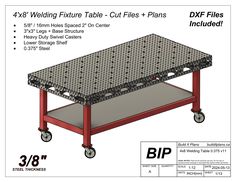 a drawing of a table on wheels with measurements for the width and width of it