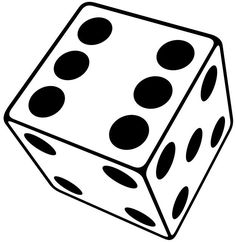 a dice that is black and white with dots on the side, it has four sides