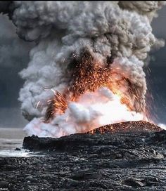 Lava Explodes into the Ocean, Hawaii , from Iryna Hawaii Volcano, Lava Flow, Active Volcano, Natural Phenomena, Big Island, Science And Nature, Natural Disasters