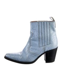 Ganni Leather Ankle Western BootsBlueAnimal PrintSquare-ToesUnfortunately, due to restrictions, this item may not be eligible for shipping in all areas. Blue Ganni Boots, Western Boots, Boot Shoes Women, Animal Print, Shoe Boots, Women Shoes, Boots, Leather, Animals