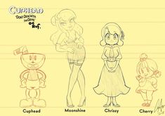 an image of some cartoon characters with different expressions on them, and the caption reads cuphead