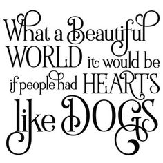 a quote that says, what a beautiful world it would be if people had hearts like dogs