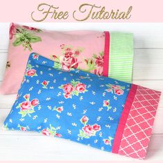 three pillows with flowers on them and the text free sewing pattern