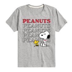 He'll love his look while wearing this boys' Peanuts Snoopy and Woodstock Tee. FEATURES Crewneck Short sleevesFABRIC & CARE Solid colors: cotton; Heather colors: cotton, polyester Machine wash Imported Size: X Large. Color: Med Grey. Gender: male. Age Group: kids. Pattern: graphic. Material: Polyester|Cotton. Snoopy Typing, Snoopy Dancing, Mickey Shorts, Peanuts Charlie Brown Snoopy, Dance Tee, Peanuts Snoopy Woodstock, Charlie Brown Snoopy, Graphic Material, Dance Shorts