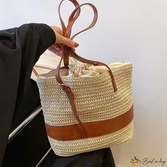 Bird in Bag - New fashion paper rope stitching shoulder straw bag new large capacity casual woven bags Woven Bags, Street Trends, Woven Bag, Bird In Bag, Straw Bag, New Fashion, Straw, Stitching, Street Style