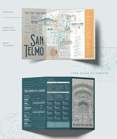 an open brochure is shown with the words san telemo on it