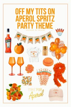 an orange themed party theme is featured in this ad for the apricot company