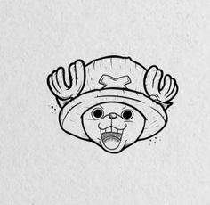 a drawing of a bear wearing a hat with horns on it's head and eyes