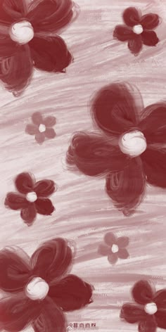 an abstract painting of red and white flowers