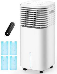 an air purificater with four pieces of ice on the side and one piece