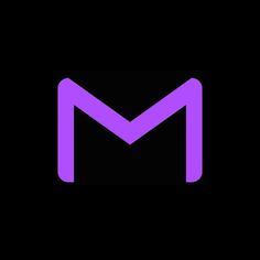 the letter m in purple on a black background