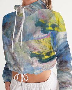 Women's Cropped Windbreaker Into the Light-FABA Collection Cropped Windbreaker, Eco Friendly Art, Handmade Artwork, Rock A, Water Resistant Fabric, American Express, Look On, Base Colour, The Light