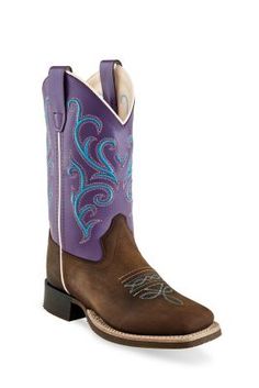 Old West Children's Broad Square Toe Boots, BSC19, BSC1907 Western Goodyear Welted Boots With Square Toe, Women’s Square Toe Cowboy Boots, Western Wide Calf Knee-high Boots With Square Toe, Fitted Purple Western Boots, Old West Boots, Western Brown Mid-calf Boots With Square Toe, Square Toe Western Boots, Square Toe Boots, Western Cowboy Boots